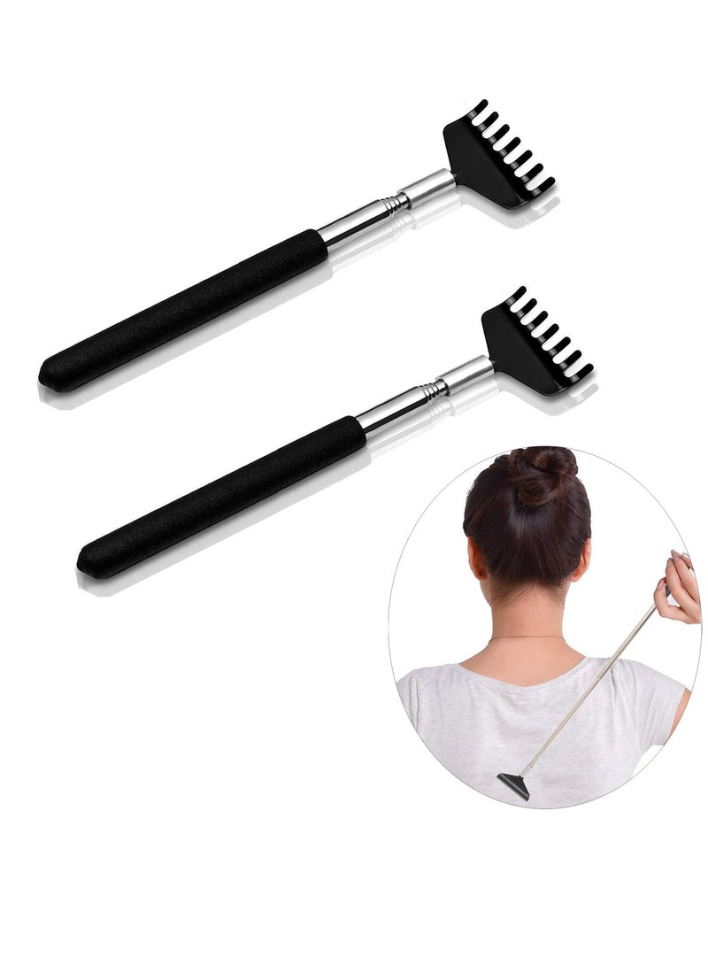 2 PCS Telescopic Back Scratcher Portable Scratcher with Handles, Black - Image 1
